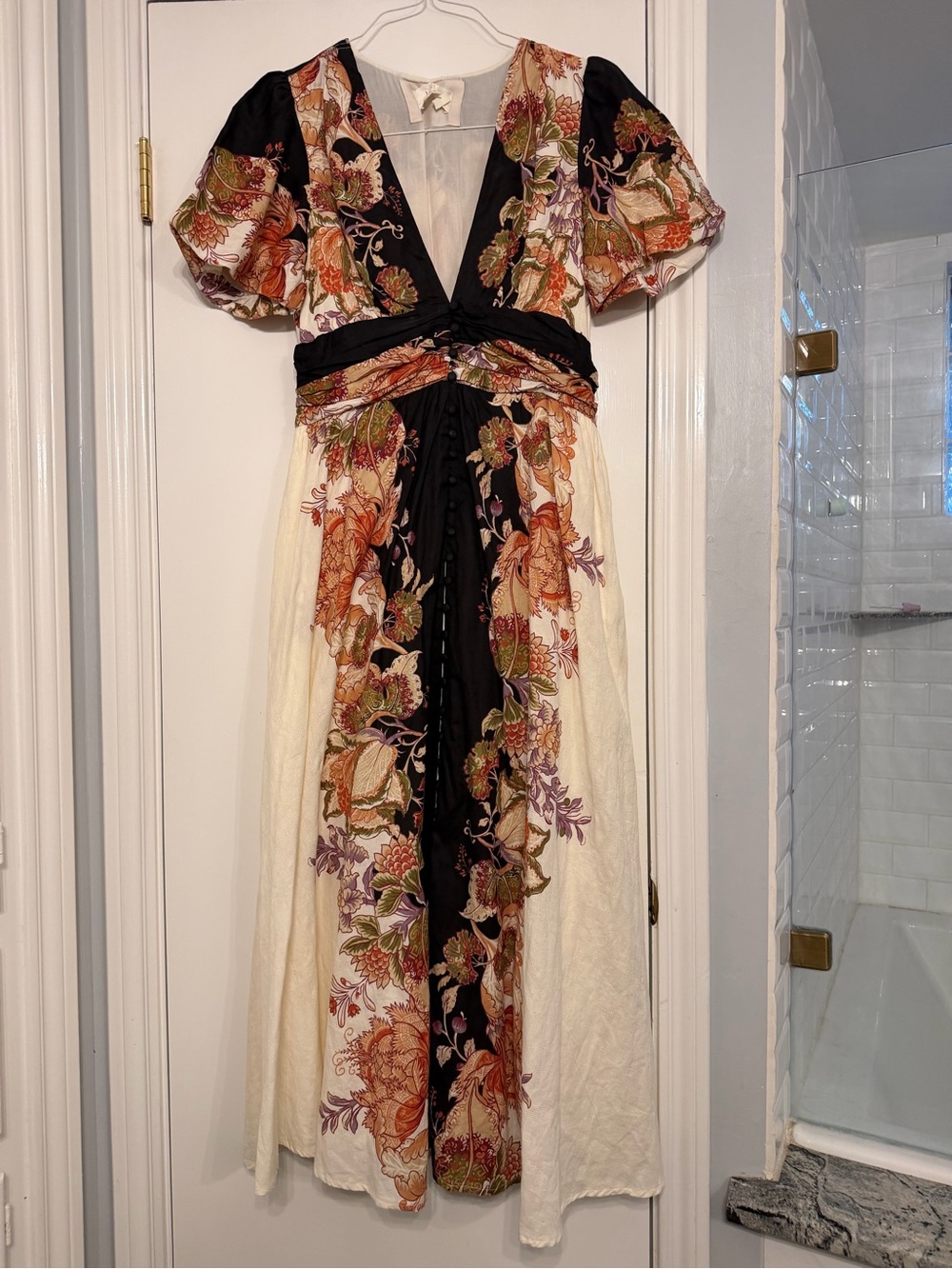 Anthropologie Cream and Black Floral Maxi Dress S - Picture 5 of 5